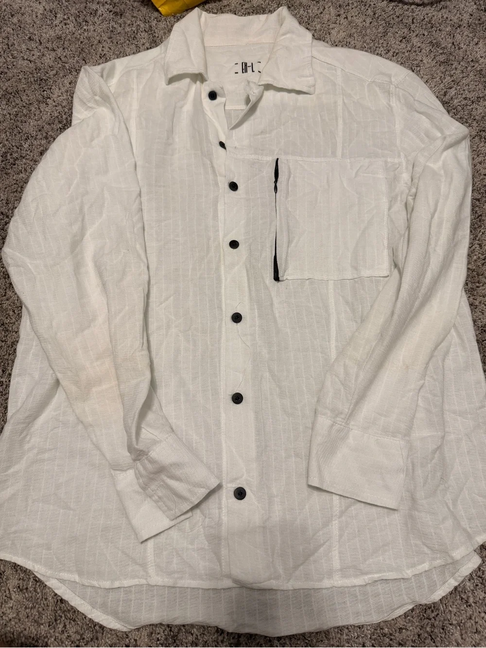 Men's White Lightweight Textured Shirt Jacket